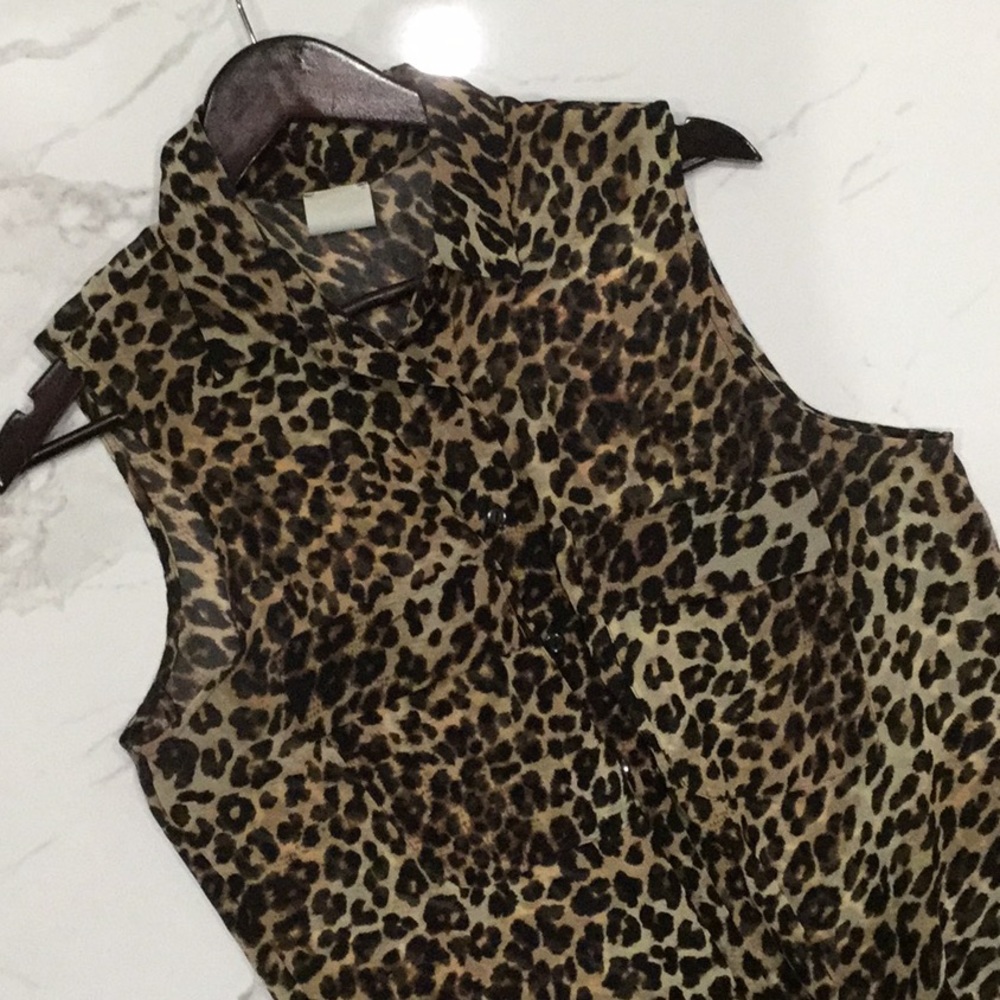 Chiffon Leopard Button Up